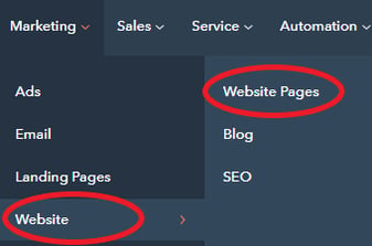 Make a Website page Hubspot