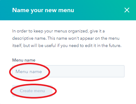 Name your menu in HubSpot